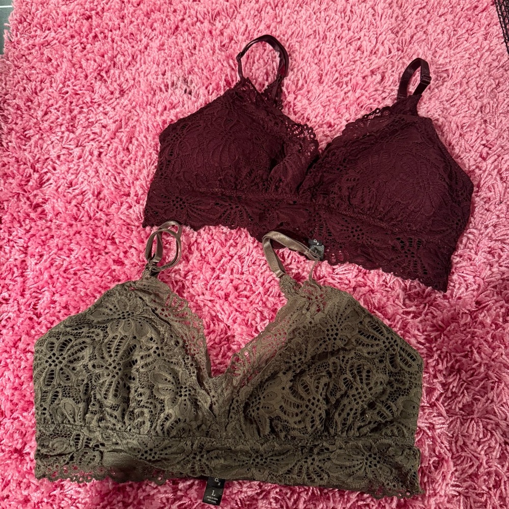 BUNDLE Lace Bralette Set in Burgundy and Olive